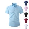 Summer Cotton Men's Short Sleeve Dress Shirt Solid Color Formal Business Button Down Regular Fit for Office Party Daily Wea