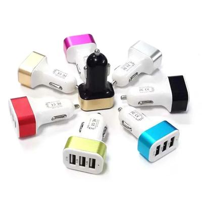 USB 3 Ports Bullet Car Charger 5V 2.1A & 1A Quick Charge Fast Car Cigarette Lighter Adapter for GPS Cell Phone MP3,Input 12V-24V