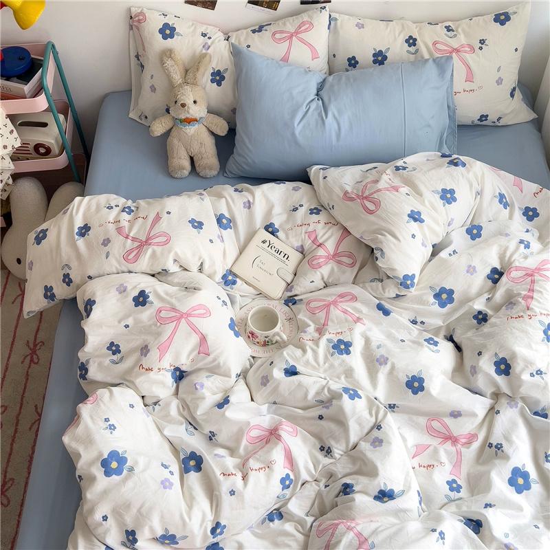 Set de lenjerie de pat 100% bumbac nor ultra-moale prietenos cu pielea set de 4 piese husă de plapumă respirabil clasa A textile de casă