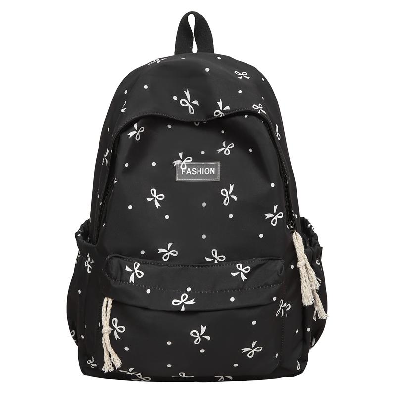 Schultasche für Studenten mit Schleifendruck, Rucksack mit großem Fassungsvermögen, Damen-Computerrucksack