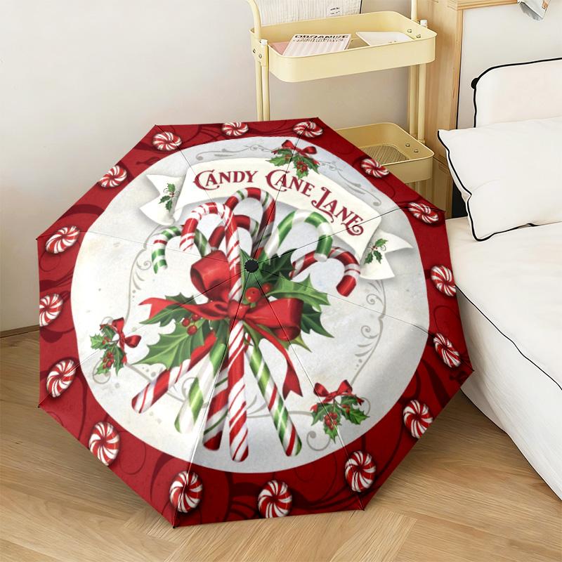 Christmas gifts, bells, Santa Claus, snowman, Christmas tree umbrella, home essential, wrought iron tri-fold portable all-season outdoor umbrella H27