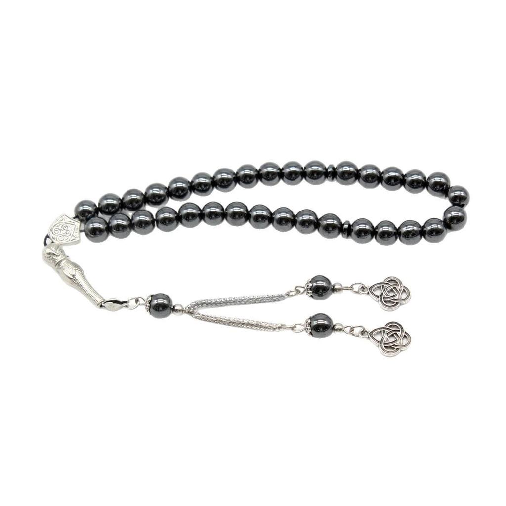 33-Bead 8mm Black Agate Tasbih Arabic Bracelet – Turkish Style Counting Prayer Beads