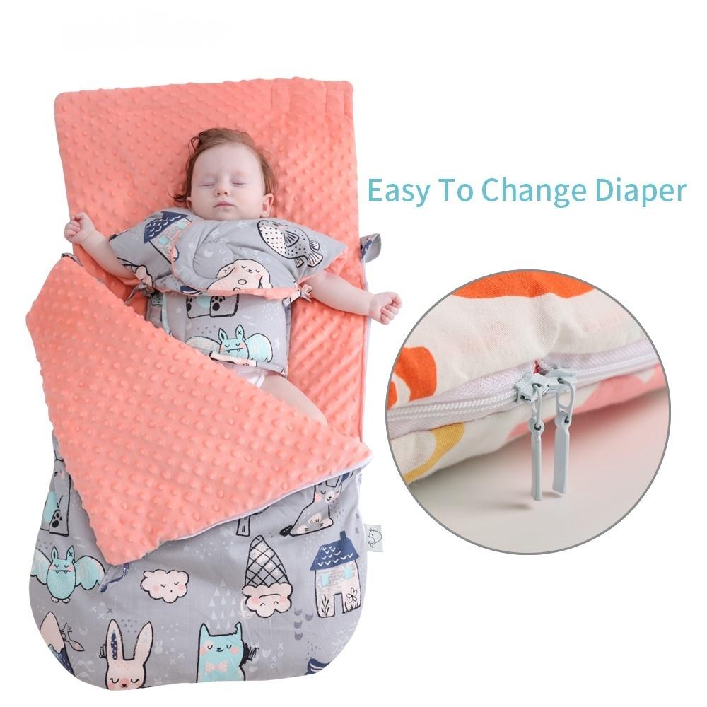 Sac de Couchage Bébé Automne & Hiver en Pur Coton, Couverture Bébé Nouveau-né Double Usage, Châle Chaud/Anti-Sursaut/Coupe-vent