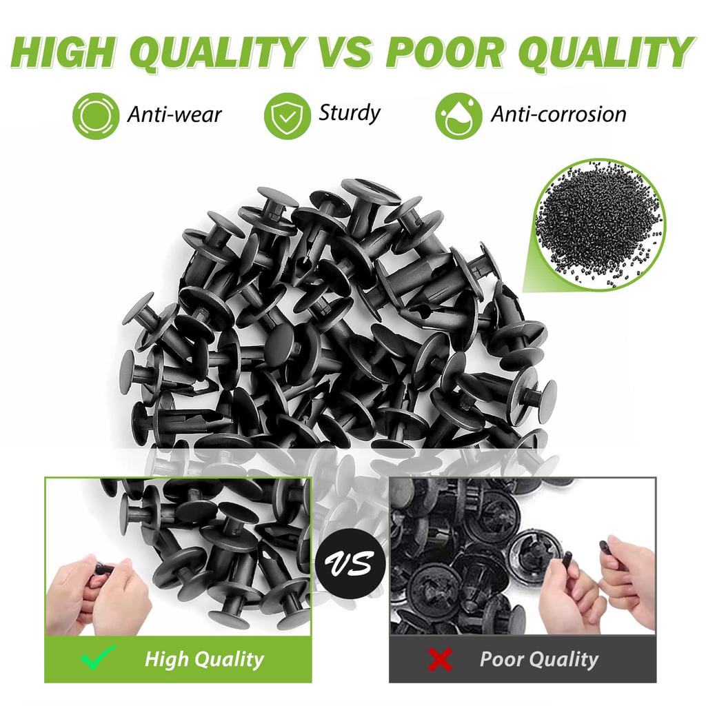 Frokom 100Pcs 8Mm Hole Size Nylon Car Bumper Retainer Clips Push Type UTV ATV Fender Push Clips For Toyota 52161-0 52161-16010,GM 21030249 Ford