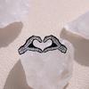 Artistic Alloy Skeleton Heart Gesture Brooch Vintage Cartoon Style For Accessories Trendy