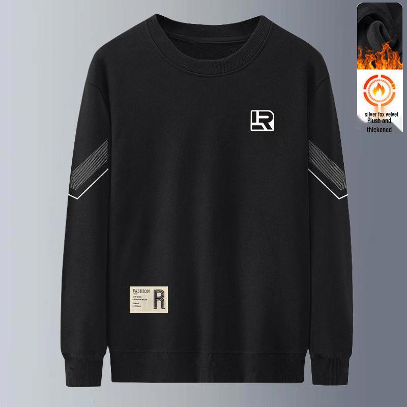 Men's Autumn/Winter Loose Long-Sleeve Sweatshirt - Trendy, Thick, Velvet Base Layer, Round Neck for Young Students