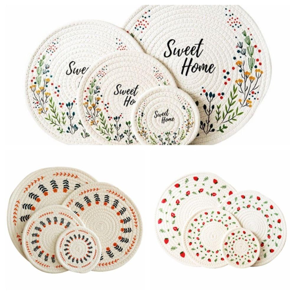 Heat Insulation Coffee Cup Mats Strawberry Pot Pad Table Mats Round Dining Mat Table Decoration