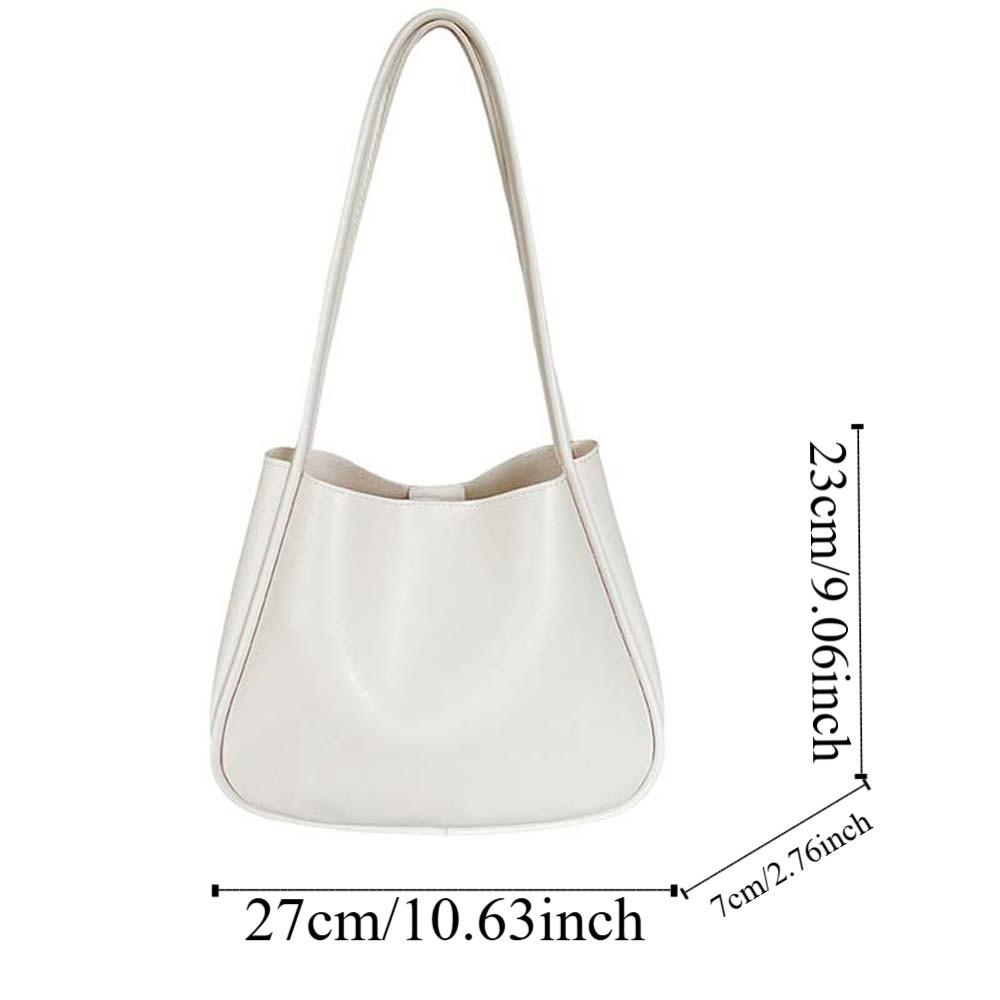 Anti-splash Water Solid Color Handbag Elegant French Underarm Bag Shopping Soft PU Tote Bag  Party