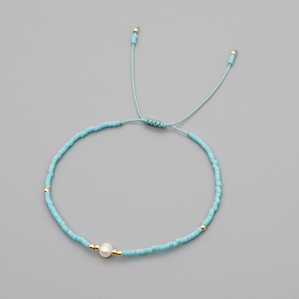 Retro Colorful Seed Bead & Faux Pearl Adjustable Bracelet - Trendy Hand-woven Jewelry for Women