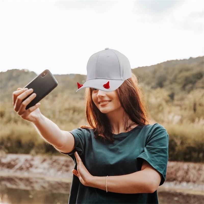 New Unisex Halloween Devil Baseball Hats Men's Funny Personality Snapback Dad Hat for Women Hip Hop Sunscreen tusks Horns Cap