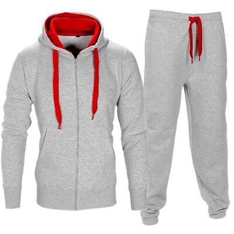 Fashion Clothes Mens Full Zipper Hoodie Sweatpants Set Casual 2 Pieces Tracksuits Fashion Running Sweat Suits