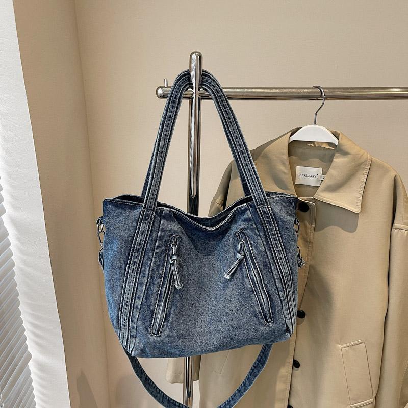Denim Tote Bag Women's Large Capacity Commuting Shoulder Bag Crossbody Bag