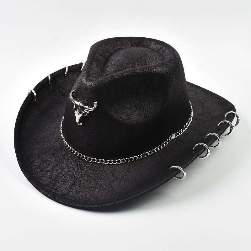 Vintage Kunstleder Western Cowboyhut für Herren Gentleman Cowgirl Jazzhüte Feiertage Party Cosplay Hut Sombrero Hombre