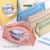 Morandi Transparent Mesh Double-Layer Pencil Bag: Large Capacity, Zipper, Perfect for Students
