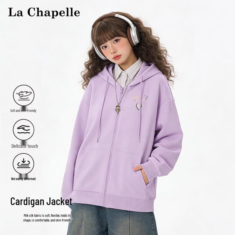 La Chapelle Women s College Style Hooded Zip-Up Sweatshirt L