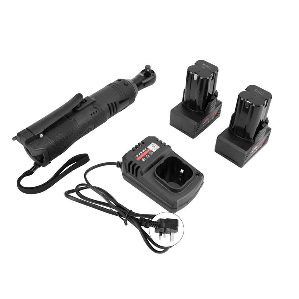 90 Degrees Right Angle 28V Electric Rechargeable Ratchet Wrench Ratchet Spanner Tool 3/8inUK Plug 110-240V