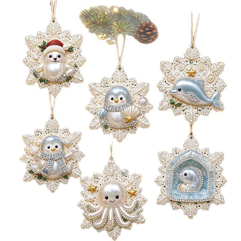 DIY Christmas Pearl Painting Kit Rope Tag Ornament Xmas Tree Decor