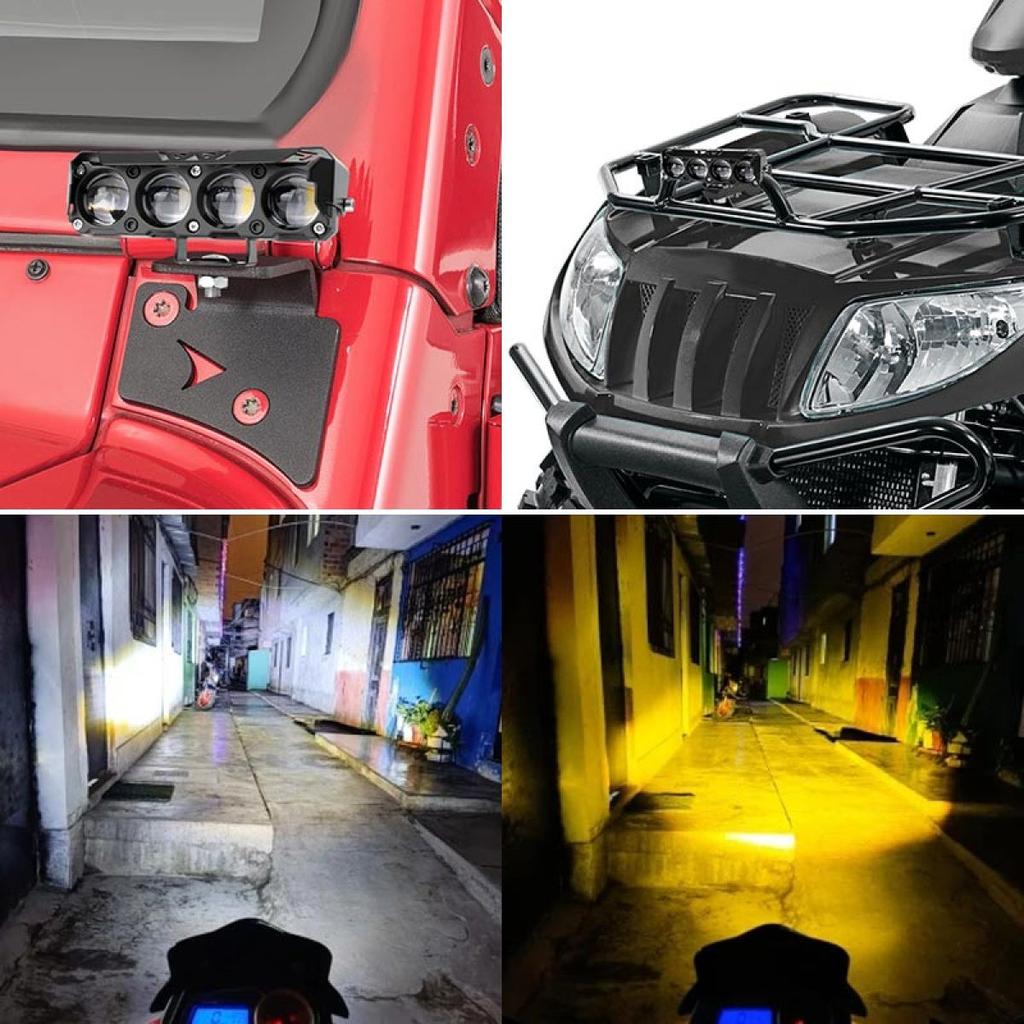 Mini Driving Light Motorycle Led Light Headlight Hi/Lo Beam White+Yellow Spotlight Fog Lamp for Car Trucks SUV UTV 12V 24V