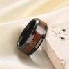 Elegant European & American 8MM Stainless Steel Pinky Ring with Black Wood Grain