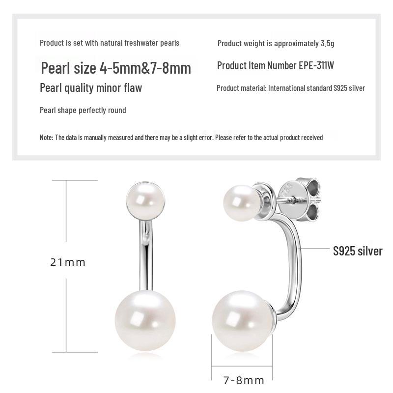 

Double Wear Freshwater Pearl Sterling Silver Dangle Earrings for Women - Versatile, Stylish Christmas Gift 925 Sterling Silver
