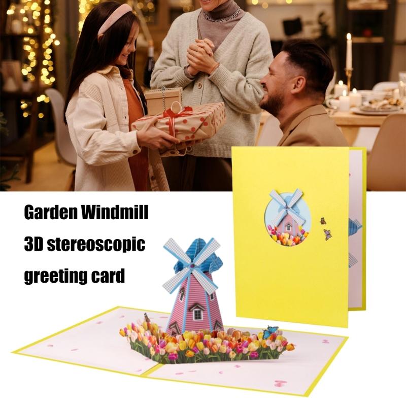 Elegant 3D Foldable Greeting Card Artistic 3D Foldable Card with Colorful Flowers Personalized Surprise for Lover