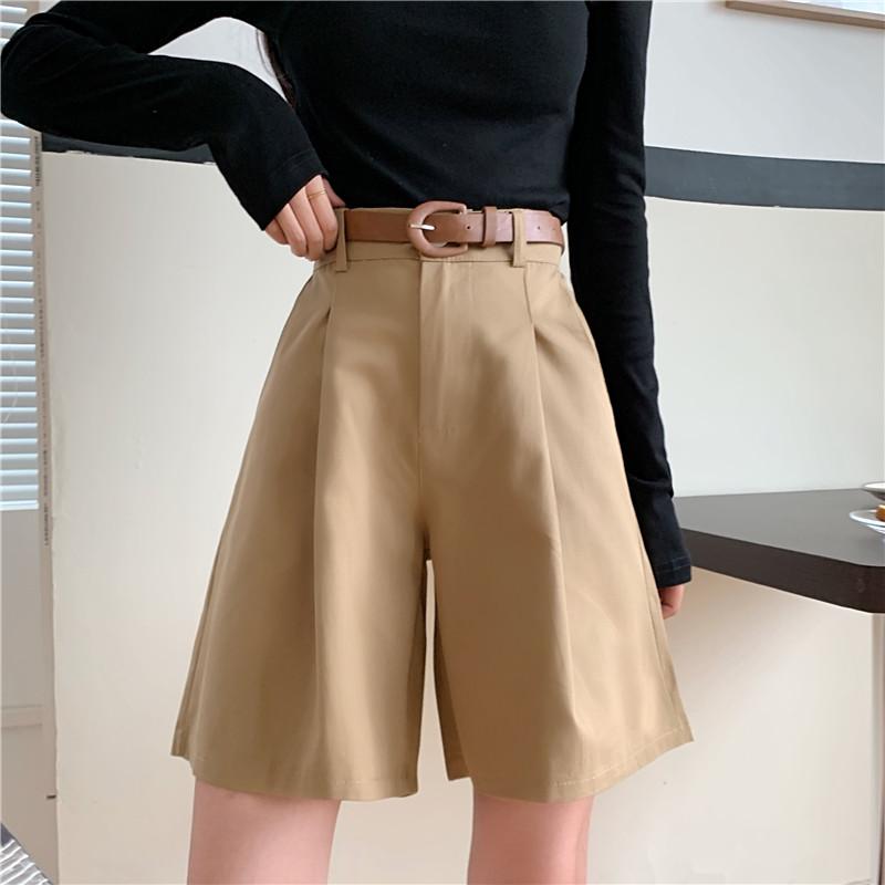 Primavera Estate Mezza Gamba Larga Pantaloni Vita Alta Tasche Pantaloncini  Femminili Con Cintura 2021 Casual Ladies Streetwear Solid Overalls Shorts  acquista in modo economico — spedizione gratuita, recensioni reali con foto  — Joom