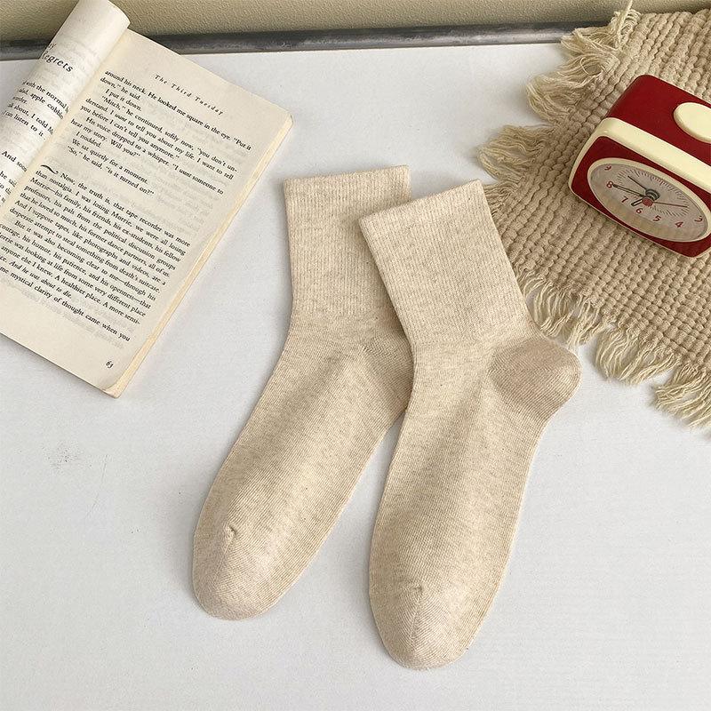 Women's Mid-calf Socks for Autumn and Winter, Cotton Socks, College-style Women's Socks, Versatile Spring and Autumn Casual Pile Socks