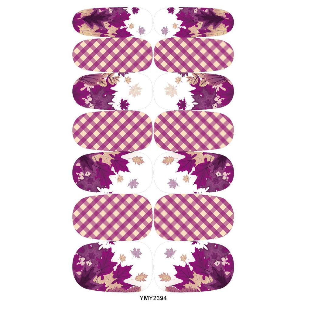 Waterproof Autumn Maple Leaf Nail Stickers - Full Cover, Bestseller YMY2389-2397