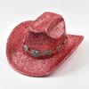 Lady Western Cowboy Hat With Rhinestone Ribbons Silver Jazz Hat For Men To Party In Retro Felt Hats