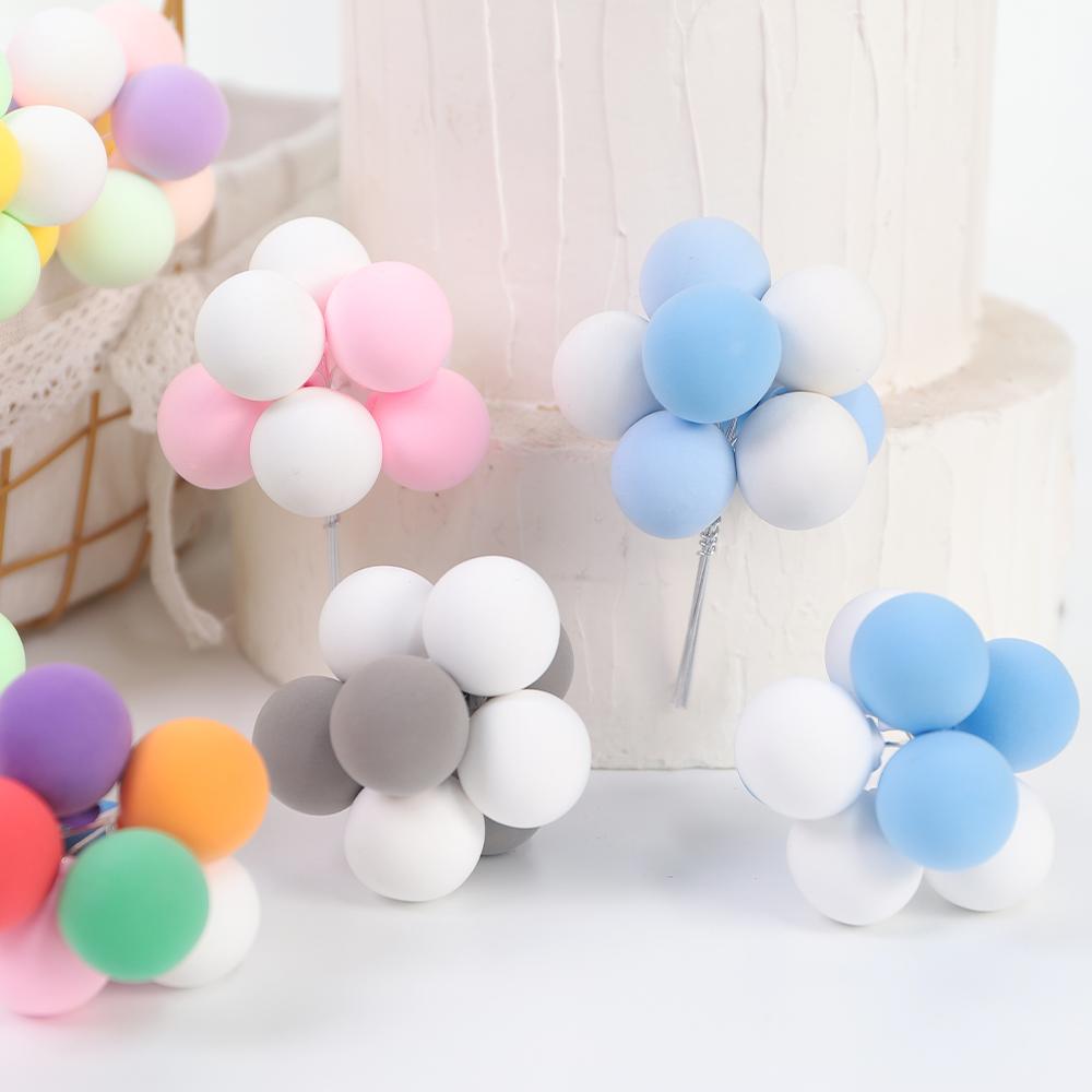 Cake Topper Color Mixing Ball Happy Birthday Cake Topper Decoration DIY Cupcake Flag Ornament Wedding Christmas Ball Gifts Decor