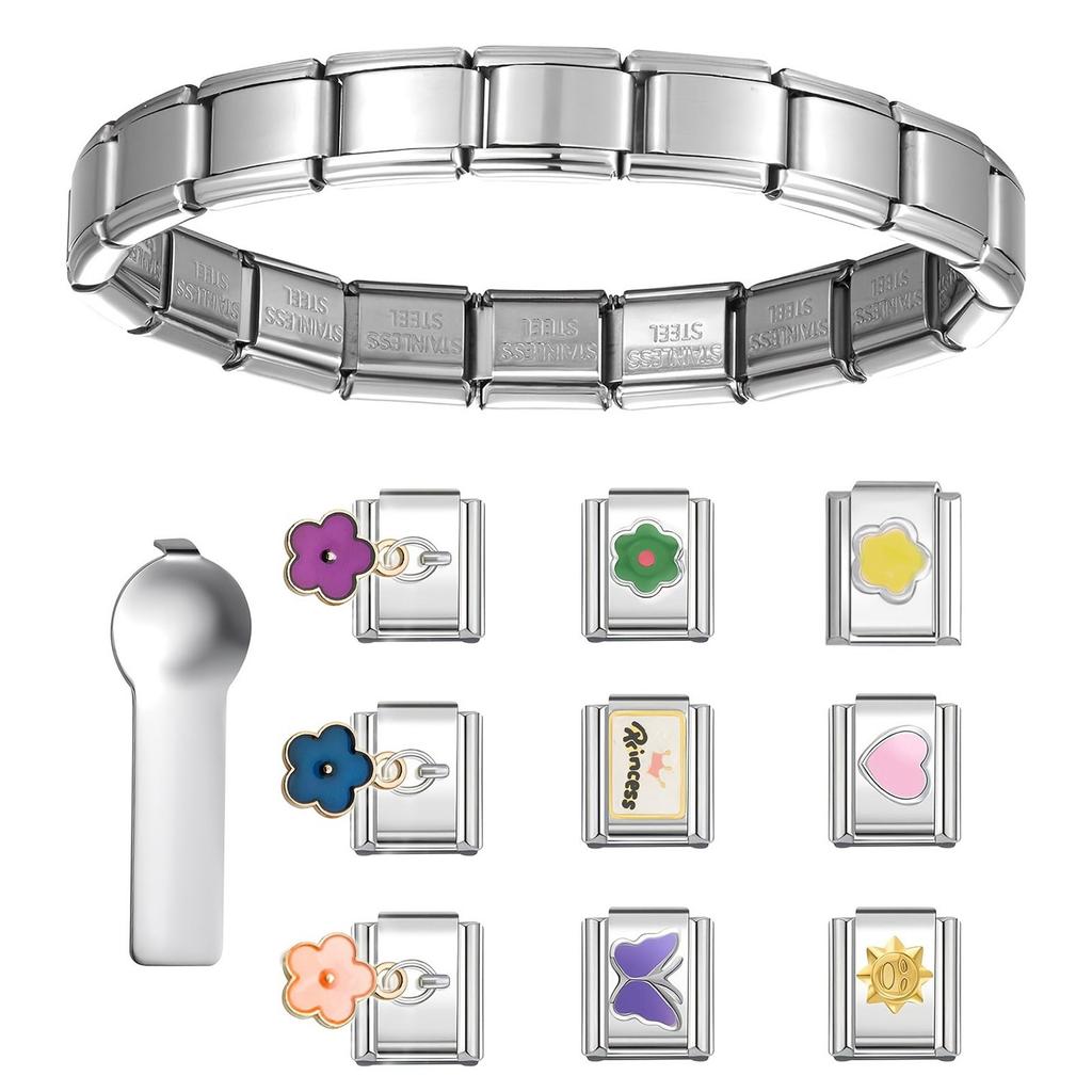 Italian Module Bracelet Link Connectors Jewelry Accessories Stainless Steel Texture Suitable for Jewelry Enthusiasts