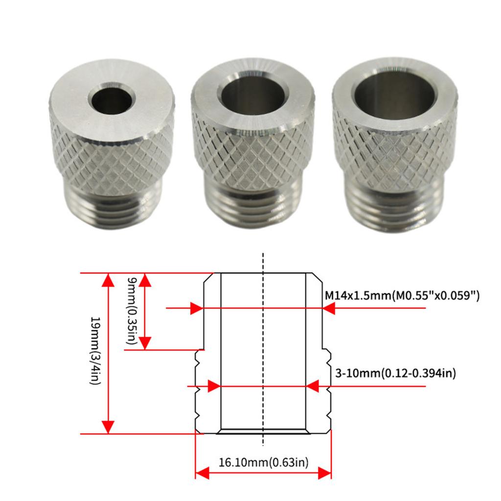 Bucșe de ghidaj pentru burghiu din oțel inoxidabil M14x1.5 Filet grosier cu striuri antiderapante pentru proiecte industriale DIY Opțiune 3mm-10mm
