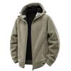 Men's Solid Color Hooded Zipper Plus Velvet Thickened Cardigan Sweatshirt Loose Casual Fashion Jacket