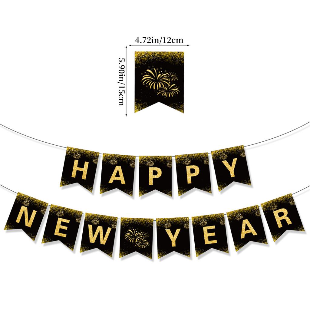 New Year'S Day Theme Party Decoration New Year'S Eve Party Family Arrangement Flag Spiral Balloon Set