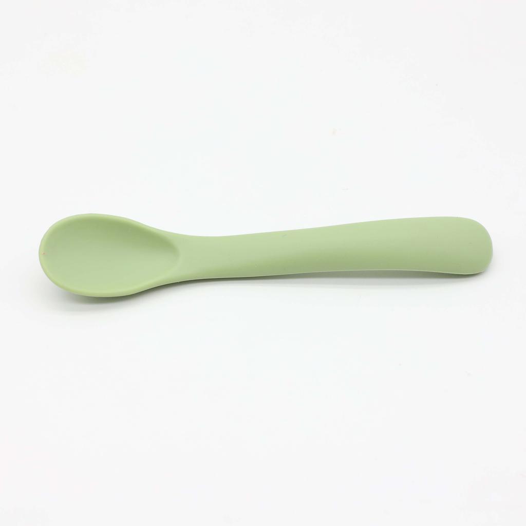 2Pcs Silicone Baby Spoons, Soft Tipped First Stage Feeding Spoons, Flexible Chew Resistant Training Spoon BPA Free