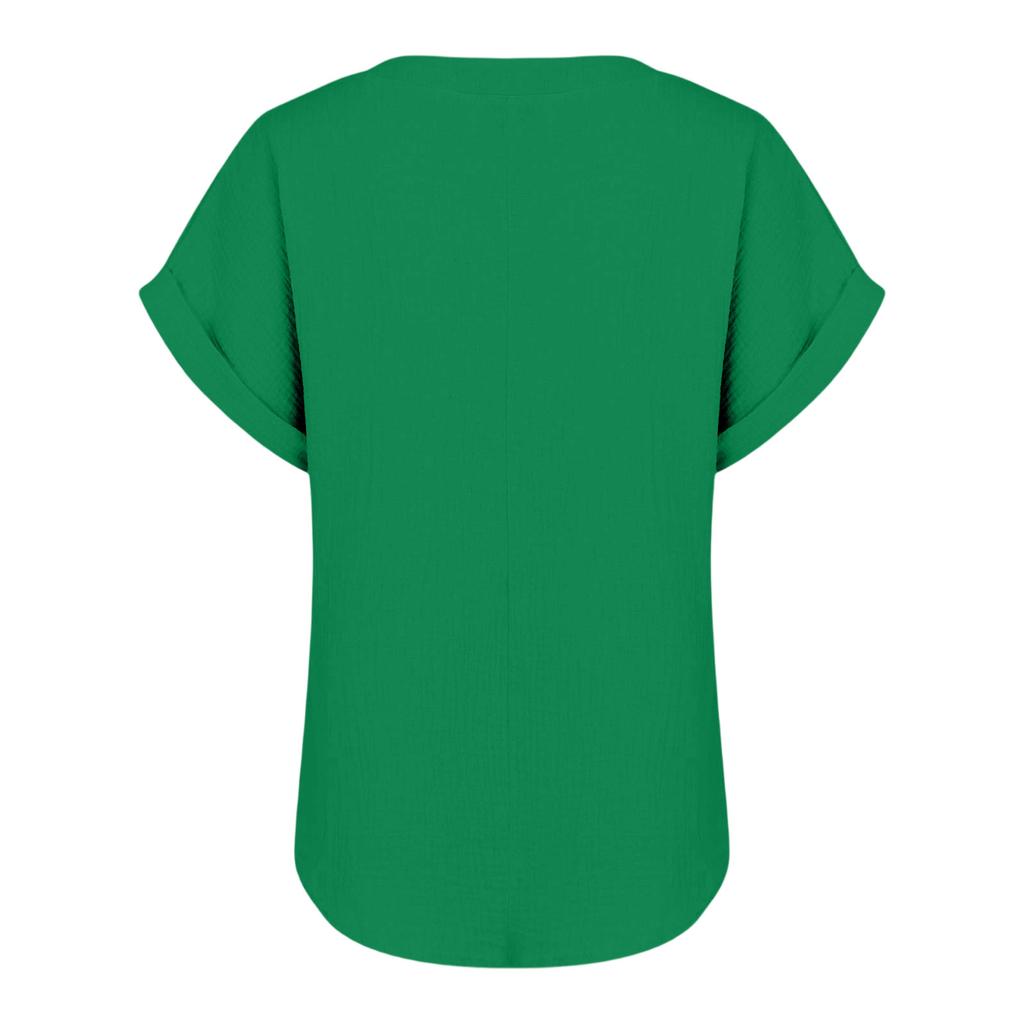 Womens Tops Short Sleeve Button V Neck Blouse Lightweight Summer Tops for Women Casual Shirts for Women Womens Clothing