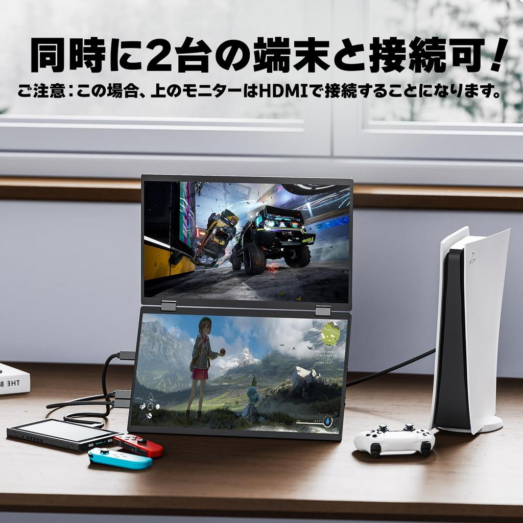 VisionOwl Dual Mobile NTSC Ultra Wide Color Screen FHD Foldable Dual VESA with Freestanding Monitor, 15.6-inch, Driver-Free, 120% sRGB, 78% Gamut,