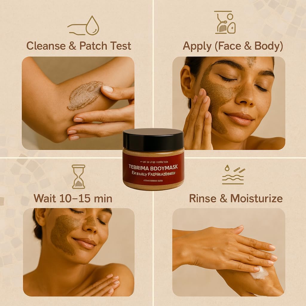 MS MAGIC SECRET "Moroccan Tebrima Body Mask - 100% Natural Herbal Skin Brightening & Detoxifying Treatment | Deep Cleansing,Improves Tan, Anti-Blem
