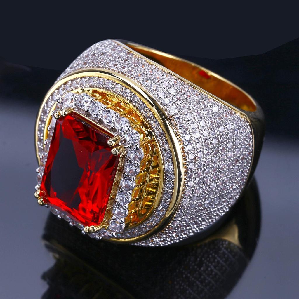 Micro inlaid red treasure ring personalized wedding engagement pie