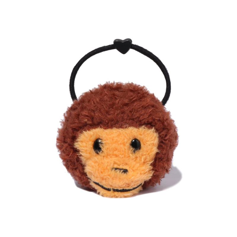 A Bathing Ape Baby Milo Cartoon Monkey Plush Polyester Hair Tie Kids Accessories 0ZXHAK002823P Coffee BWX