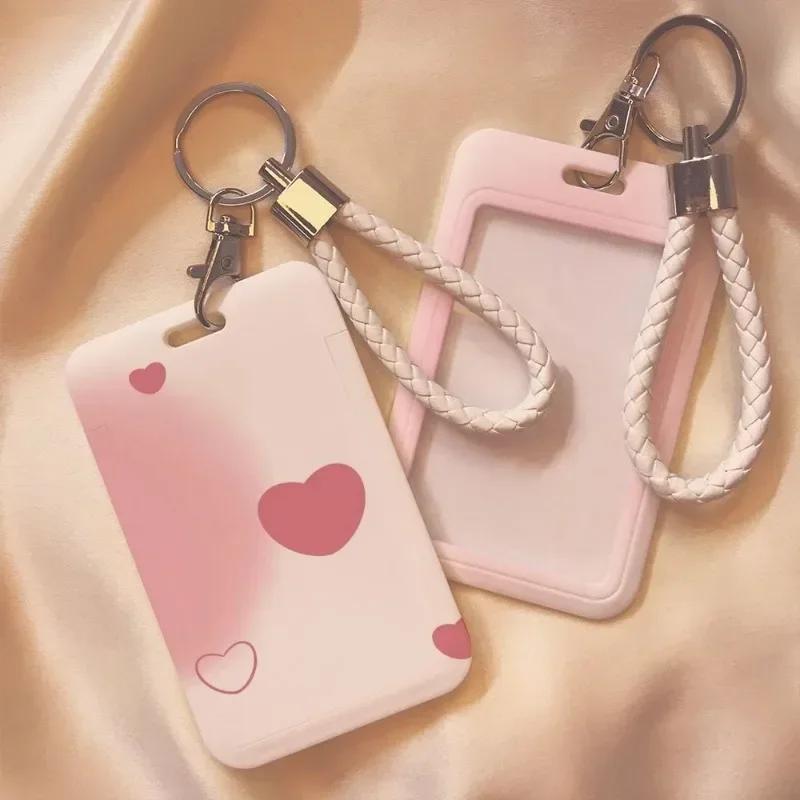 1Pcs Cute Love Style Work Card Holder ID Name Tag Students Bus Pass Access Card Cover Case Badge Holder Bank ID Holders Case