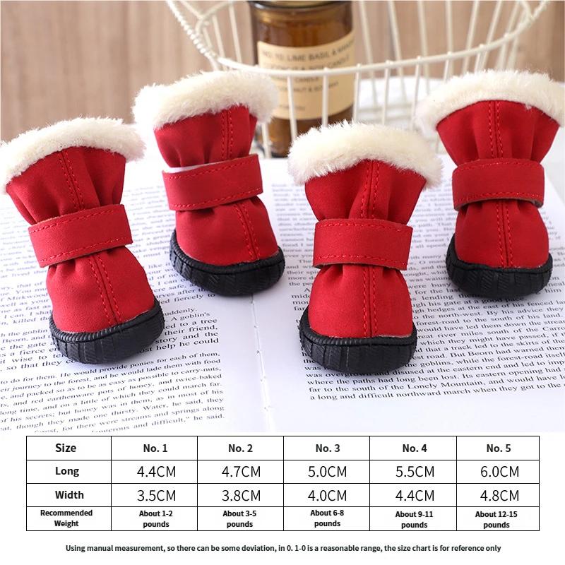 Pet Shoe Thickened Velvet Breathable Durable Anti-Slip Anti-Drop Dog Shoes Winter Boots for Small Dogs Outdoor Walking