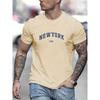 Men's Summer Fashionable Casual Loose Plus Size New York Usa Printed Slim Fit Sports Round Neck Short Sleeved T-shirt