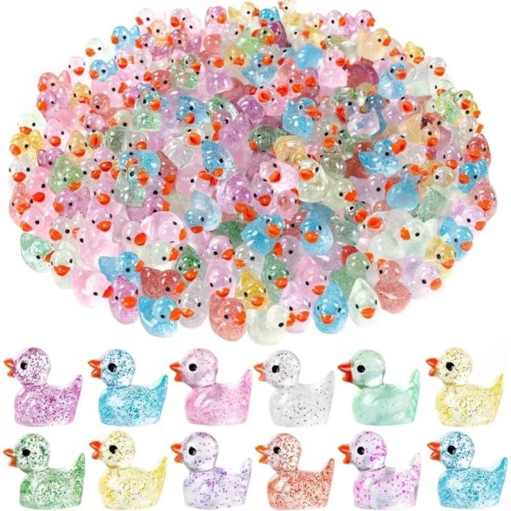 Glittering Resin Duck Figure Toy Mini Small Mini Tiny Ducks Miniature Duck Ornament Landscape