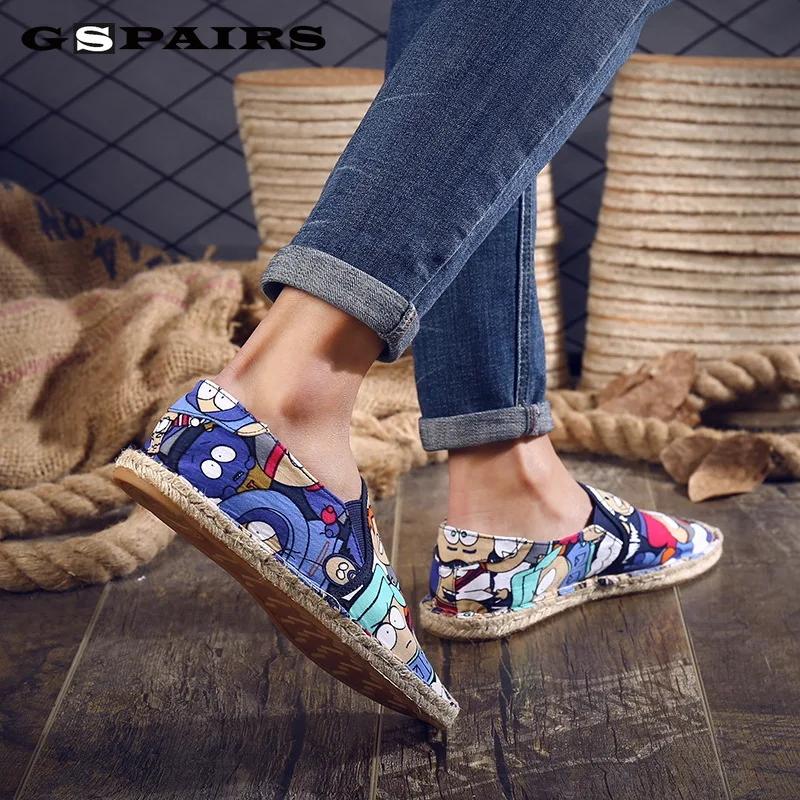 Модные мужские повседневные парусиновые туфли на плоской подошве на каблуках — фото 4