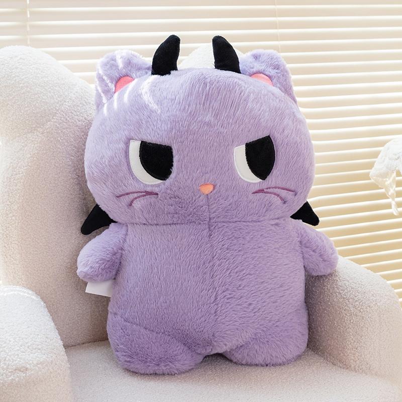 Plush Toy 2 Styles Cute Cat Doll Black Purple Pink Accents Horned Fantasy Soft Fabric Desk Decor Shelf Display Birthday Gift