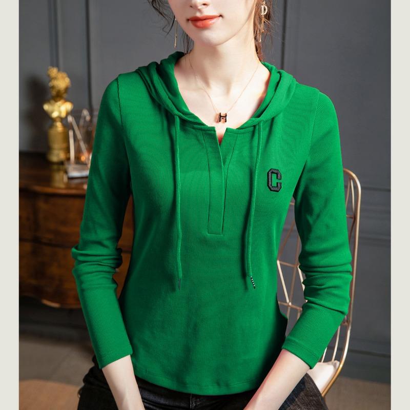 Autumn women's new long-sleeved sweater women's casual hooded t-shirt letter versatile t-shirt top women