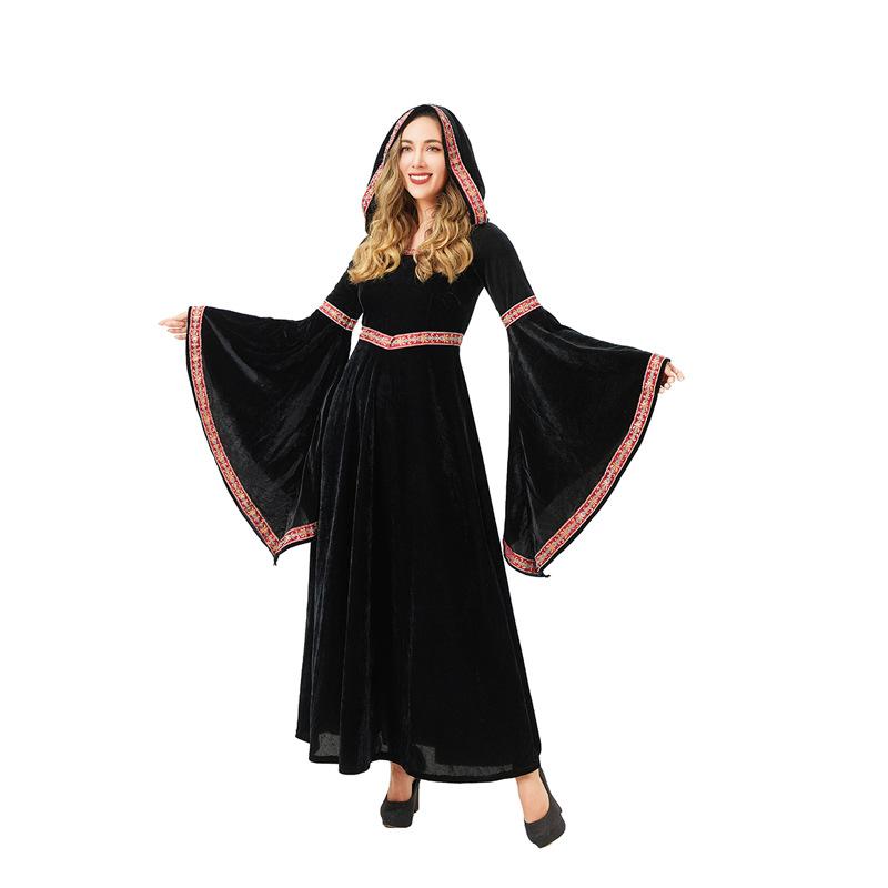 Halloween Kostüm für Erwachsene Mittelalterlich Vintage Renaissance Hof Hexe Kleid Lang
