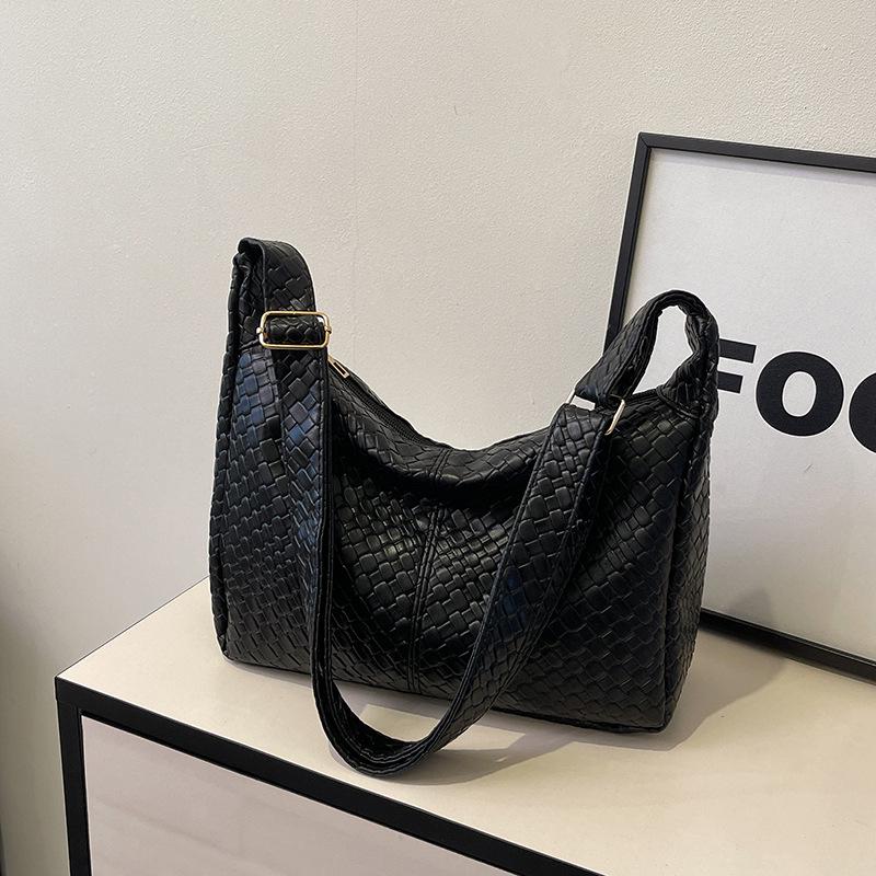 Korean Style Women's Woven Shoulder & Crossbody Bag with Adjustable Strap