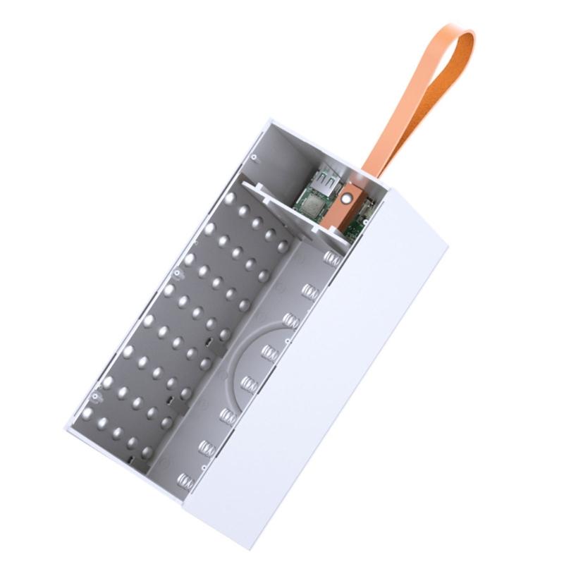 DIY Power Case Box Pouzdro na baterie 18650 Odnímatelné DIY Power Case s LED světlem USB C Pouzdro pro rychlé nabíjení Typ C USB